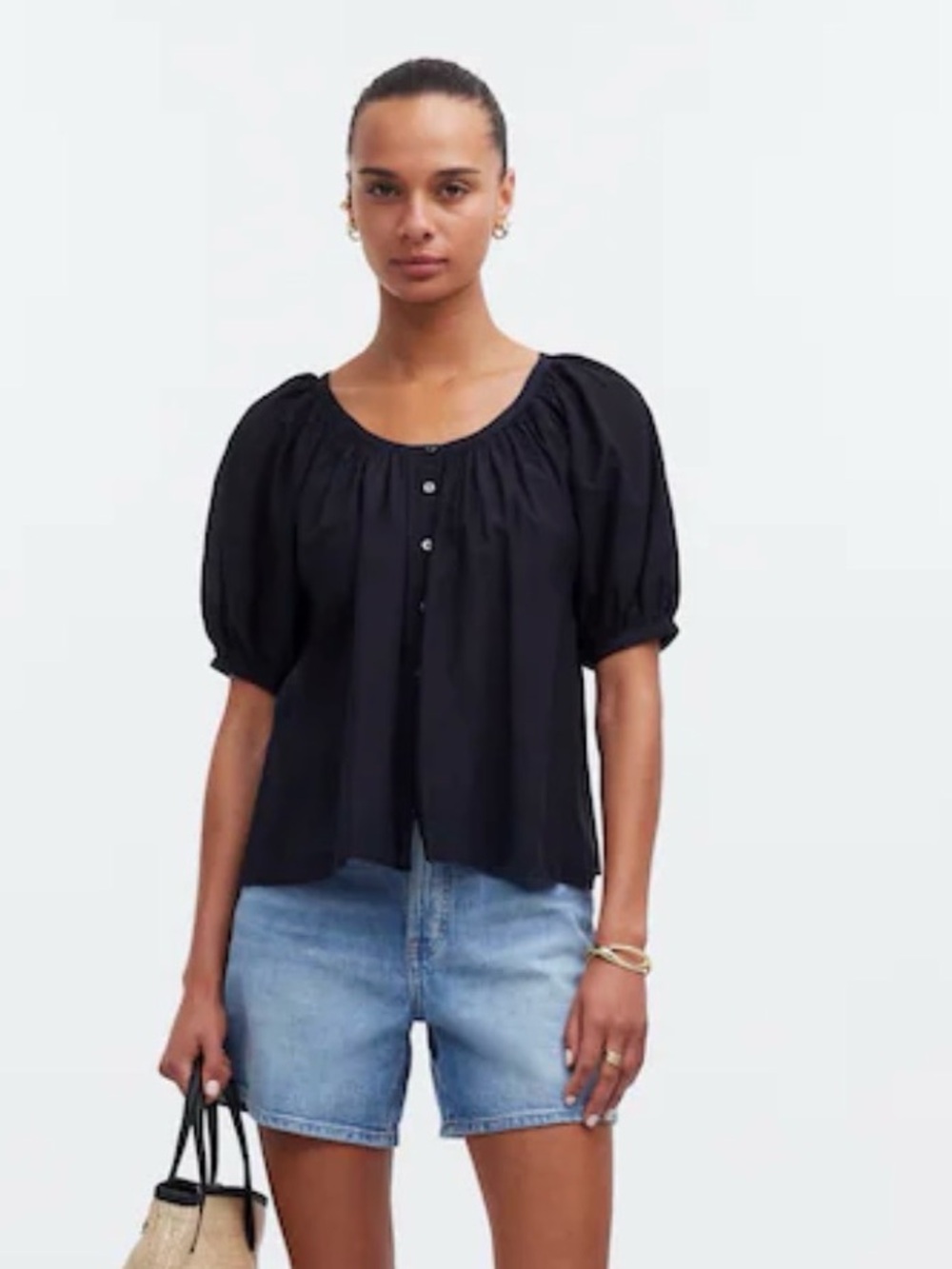 Madewell Puff-Sleeve A-Line Top - XL
